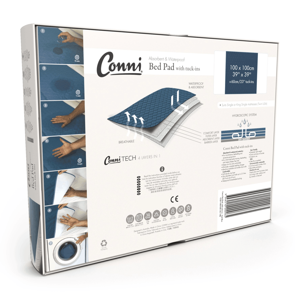 Conni Reusable Bed Pad – Teal Blue (95 x 85cm)